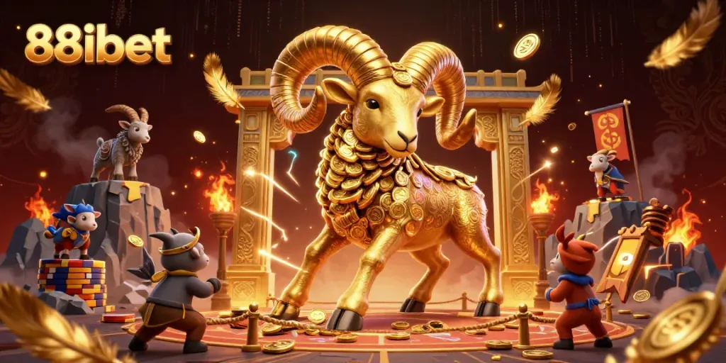 Experience thrilling betting with 88ibet's action-packed golden ram charge in a vibrant casino arena.